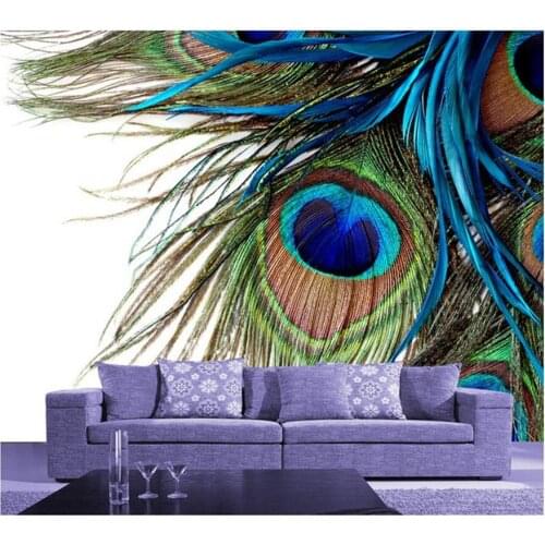 Custom photo Wallcoverings, peacock feather large murals for the living room bedroom TV wall background wall Papel de parede