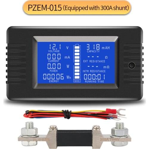 PZEM-015 0-200v 0-300Amp Car Battery Discharge Indicator Capacity Tester Power Energy Impedance Resistance Voltmeter 300A Shunt