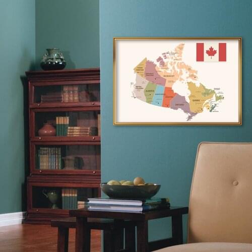 59*42cm The Canada Political Map Vintage Wall Art Poster Canvas Painting School Supplies Classroom Living Room Home Decor