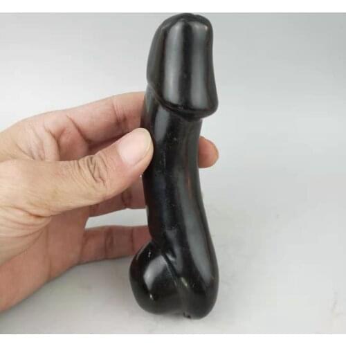 Collection Elaborate Interesting Chinese Hongshan Culture hand-carved Black Meteorite Juyang God ornament - genital statue