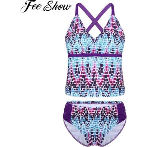 Teens Girls Digital Printed Printing Swimming Suit 2 Pieces Children Cute Swimsuit Kids Summer Swim Bikini Sets Girl Clothes