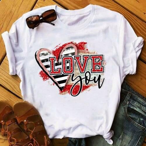 Summer 2021 Fashion Leopard Flower Sweet Love you Lady Ladies Womens Tee T-Shirt Graphic Female Valentines Day Top T Shirt gift