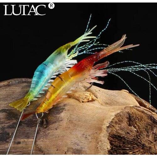 LUTAC 90mm 7g 5pcs a set Mixed Shrimp Baits Shrimp Soft Lure Silicone Artificial Bait with Hooks Swivels Lures Fishing Tackle