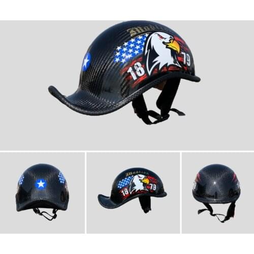 Genuine Carbon Fiber Men Women Retro Half Helmet Chopper Biker Pilot Vintage Open Cafe Racer Helmet Casco Moto Motorcycle