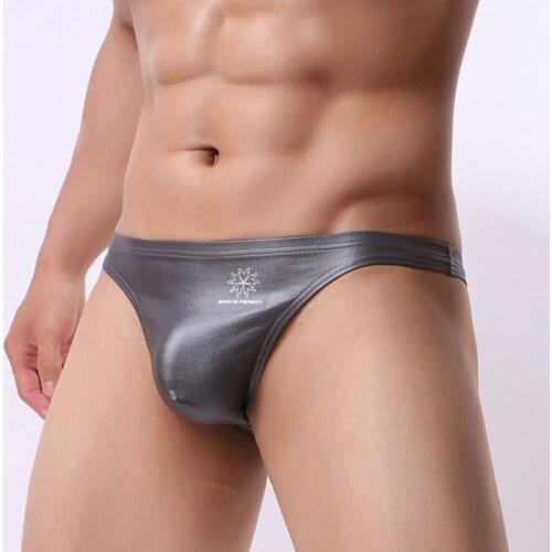 Mens Bikini Swimwear Thong Swimsuit Sexy Gay Swim Briefs Bathing Suit Swim Wear Trunks Penis Pouch Imitation Leather Underwear