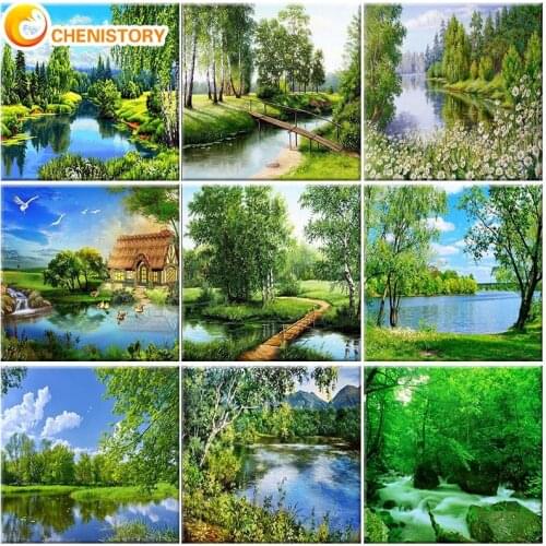 CHENISTORY Natural Scenery Oil Painting By Numbers For Adults Diy Craft Kit Picture Drawing HandPainted Coloring By Number Decor