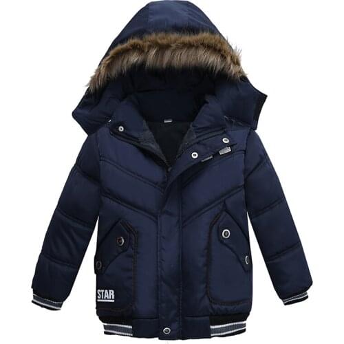 2020 New Children Down Winter Warm Jacket With Fur Baby Boy Girl Solid Overcoat Hooded Winter Jacket Kid Clothing Coat