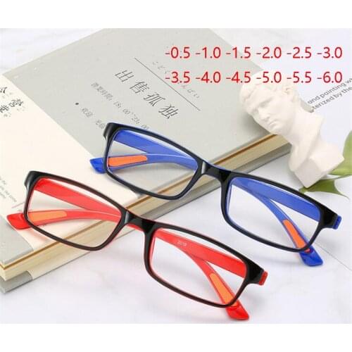 GSBJXZ Square Student Finished Myopia Glasses Women Men Ultra-light TR90 Nearsighted Eyeglasses Prescription -0.5 -1.0 To -6.0