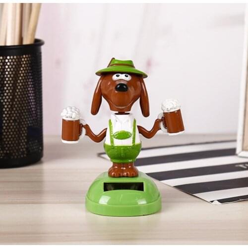 Plastic Solar Power Beer Dog Car Ornament Home Decor Flip Flap Pot Swing Toy