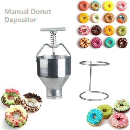 Portable Stainless Steel Mini Manual Donut Maker Machine Handheld Cake Donut Hopper Donut Dropper Griddle Cake Maker