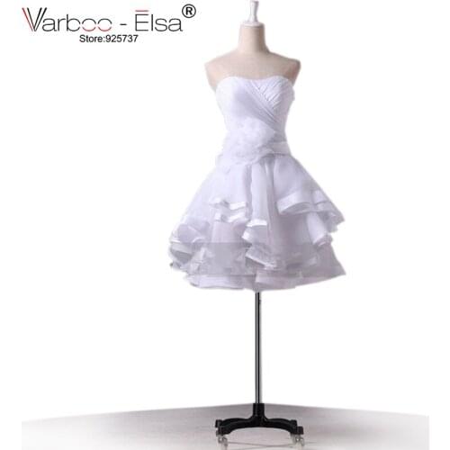 2018 Chic A Line Puffy Organza Mini-length Wedding Dress Lace Flowers Belt Summer Beach Wedding Dress High Quality Bridal Gowns