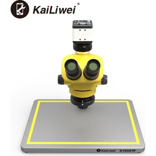 Kailiwei HD Zoom Stereo 2MP VGA Calibrate Camera LED Ring Light 7-50X Trinocular Microscope 0.5x ctv