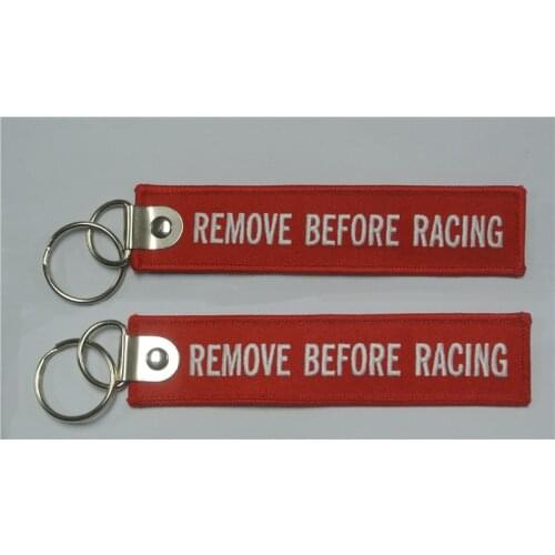 Remove Before Racing Fabric Embroidery Pilot Key Chains