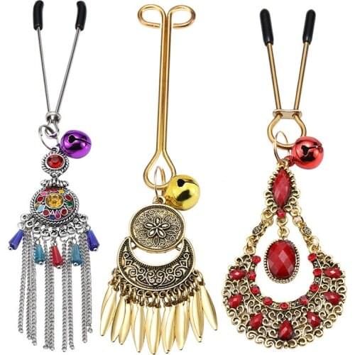 Retro fun tease breast clip bell female supplies couples femdom alternative toys nipple passion flirting tassel clip