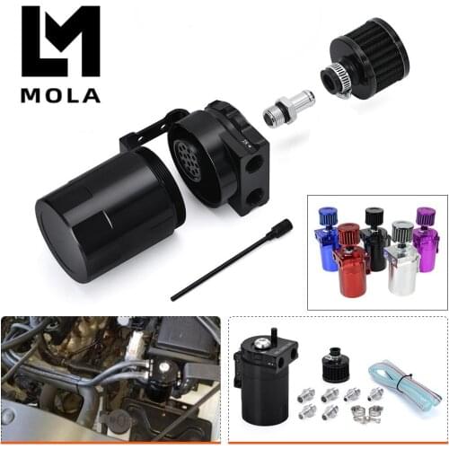 Baffled Aluminum Oil Catch Can Reservoir Tank / Oil Tank With Filter Universal Black / silver