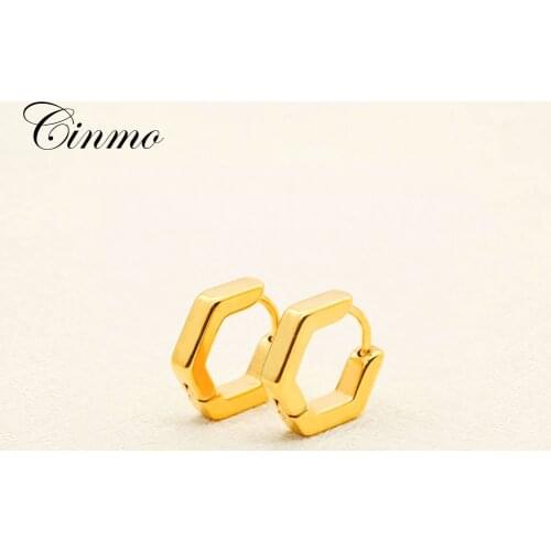 Cinmo Stainless Steel Piercing Earrings Hexagon Korean Statement Stud Earrings For Men Women Wholesale Fashion Ear Jewelry