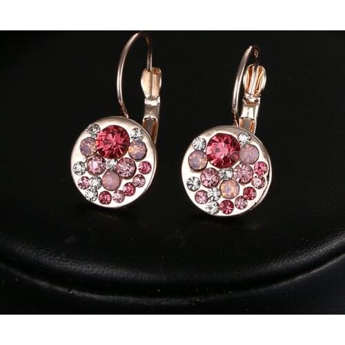 Emmaya Hot Sales Clip Earrings for Women Pink Crystal Earrings Accessories Top Quality Wedding Crystal Jewelry Factory Price