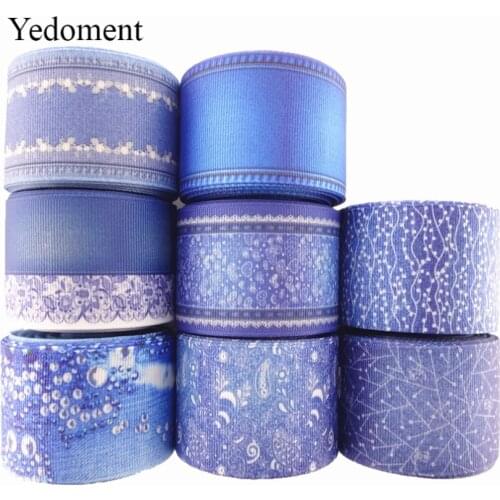 1-1/2" 38mm 10 yards denim printed grosgrain ribbons gift packaging DIY handmade materials MD18010118