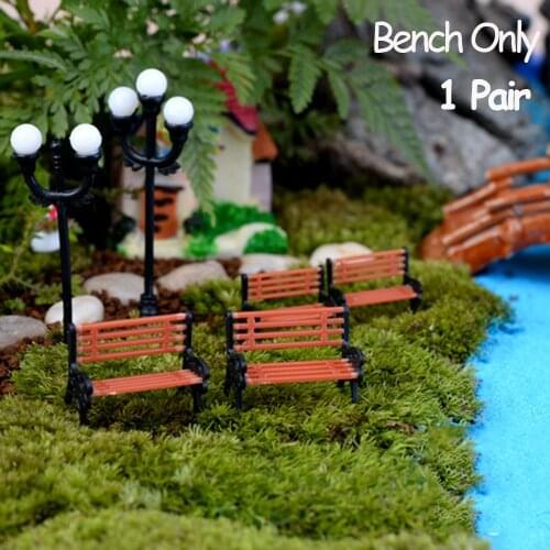 1 Pair Miniature Bench Stools Micro Landscapes Resin Chair Crafts Succulents Bonsai Doll House Park Chair Figurines Decoration