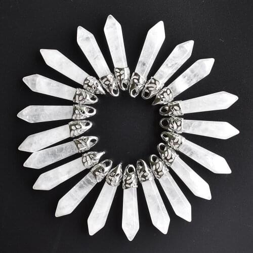 2020 Fashion good quality natural White crystal pillar charms pendants 10x32mm for jewelry making 20pcs/lot wholesale free