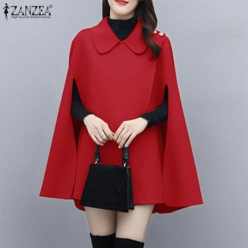 2021 ZANZEA Women Stylish Coats Cloak Female Lapel Outwear Oversized Overcoat Sleeveless Jackets Autumn Solid Cape Casual Poncho