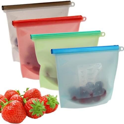 4 Reusable Silicone Food Bags-for Kitchen Storage,Meal Prep,Milk-Ziplock Air-Tight Seal-Freezer Microwave Oven Safe-BPA Free