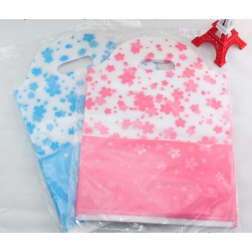 5 sizes 40x52cm small large Pink Shopping Jewelry Packaging Plastic Gift Bag With Handle pink plastic bags Wedding Party