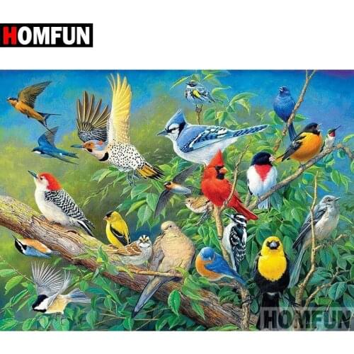 HOMFUN 5D DIY Diamond Painting Full Square/Round Drill "Color bird" Embroidery Cross Stitch gift Home Decor Gift A08185