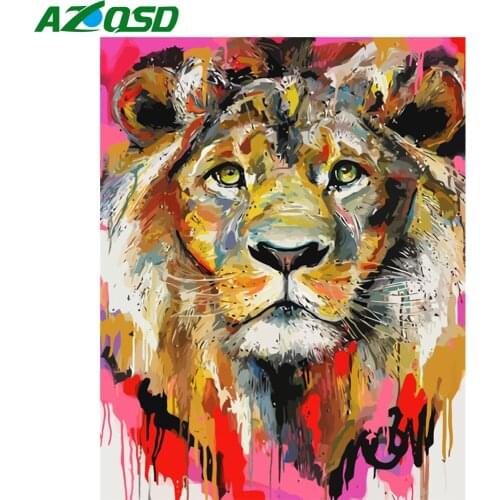 AZQSD DIY Oil Painting By Numbers Canvas Lion Home Decoration 40x50cm Coloring By Numbers Animal Home Bedroom Wall Artwork