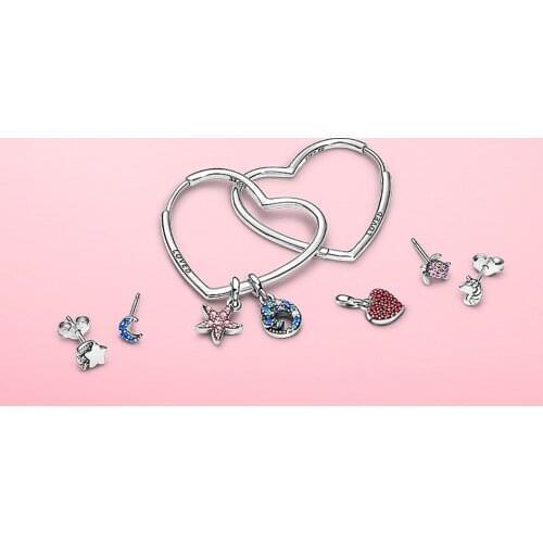 2021 new 925 Sterling Silver Heart Flamingo Pendant Charms Me Bracelet Fit Original Pandora Bracelet DIY Jewelry For Women