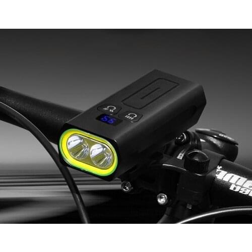 BIKIGHT LR-Y19 2 x T6 5Modes USB Rechargable IPX6 Waterproof Power Bank Digital Display Bike Light Headlight Torch Spotlight