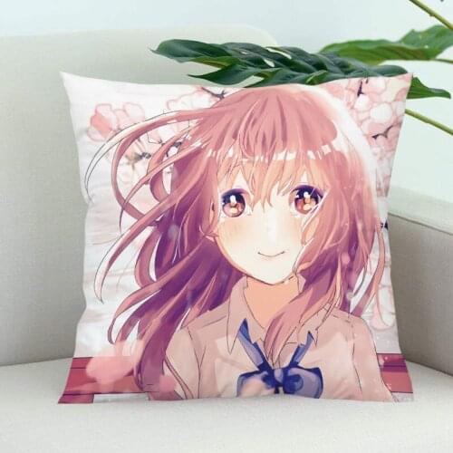 Koe No Katachi Pillow Cover Bedroom Home Office Decorative Pillowcase Square Zipper Pillow Cases Satin Soft