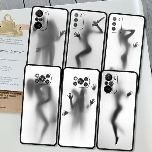 Black Phone Case For Xiaomi Mi Poco X3 NFC M3 Pro F3 GT F2 X2 11 10T Note 10 Lite Painted Protect Cover Sexy Woman Funny Girl