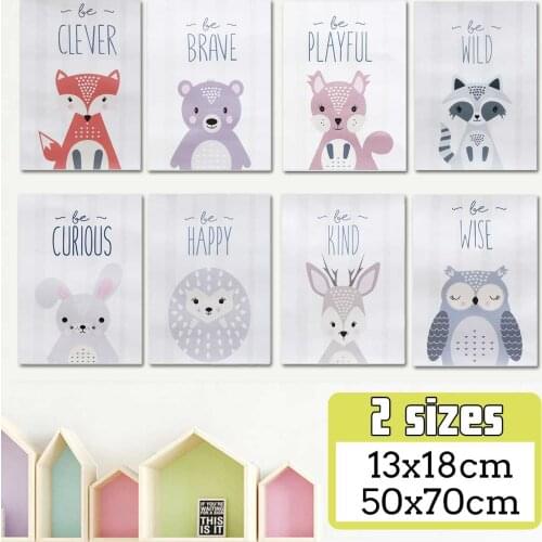 Baby Nursery Wall Art Canvas Poster Print Cartoon Rabbit Bear Painting Nordic Kids Decoration Picture Children Bedroom Decor