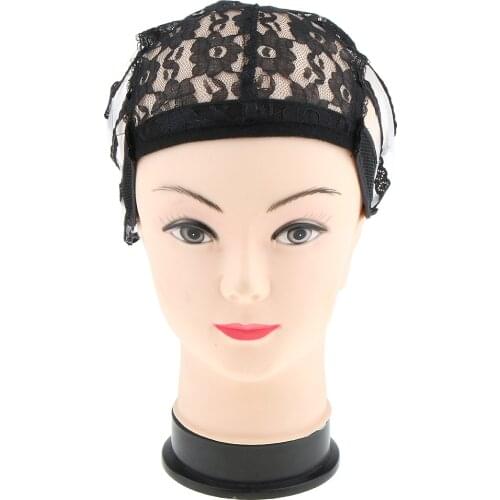 Breathable Adjustable Straps Lace Wig Cap Wigs Making Weave Accessories Mesh Snood Net for Women Men Short Long Hair Black