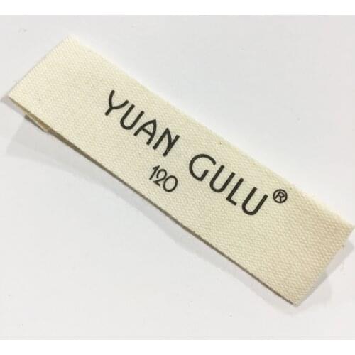 High Quality 100% Organic Size Printed Cotton Labels End Fold For Children Clothing