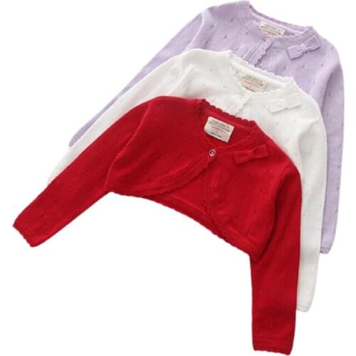 Baby Girls Cardigans Sweater Autumn Knitted Cardigan Bow Red Jacket Baby Girl Coat of 1-8 Years Old Outcoat Shawl Baby Clothes