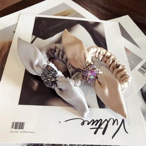 High-end boutique hair accessories handmade rhinestone super flash bow rabbit ears twist whip hair rope women hair ring women