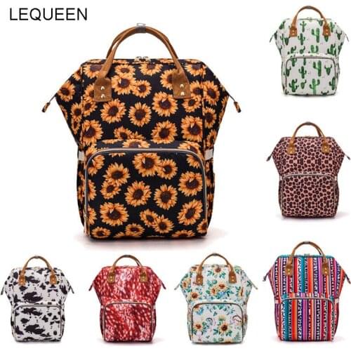 Lequeen Nursing Bag Backpack Mummy Bag Diaper bag Colorful Travel Multiple Portable Nappy Bag For Baby Stroller Flower type