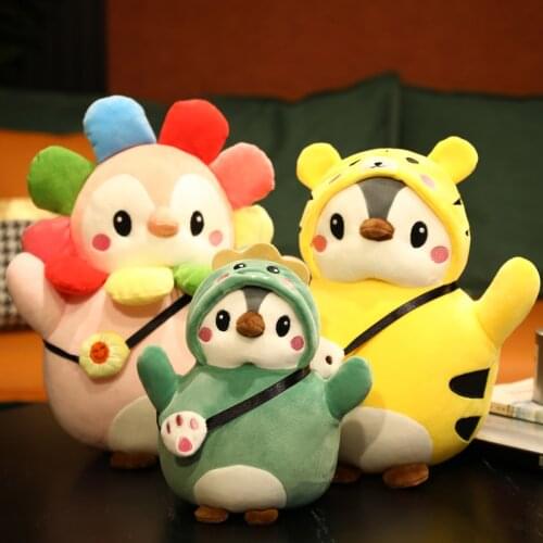 25/35 Cute Penguin Plush Toy Stuffed Animal Penguin Cos Sunflower Dinosaur Chicken Tiger Plushie Cartoon Doll for Children Gift