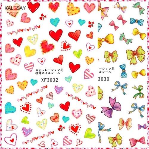 Nail Art Stickers Decals Back Glue Color Bow Manicure Design Simple Life Decoration 3D Sticker for Nails Decor Heart Love