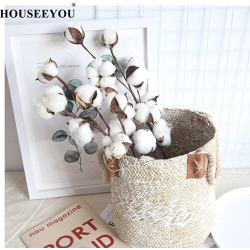 Cheap Naturally Dried Cotton Artificial Plants Floral Branch Vase For Wedding Party Decoration Fake Flowers Home Decor