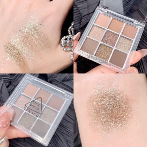 New Matte Glitter Shining Eyeshadow Transparent Nine-color Acrylic Eye Pigments Foggy Makeup Palette Pearlescent Cosmetic TSLM1