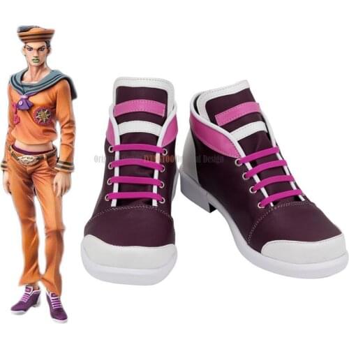 Josuke Higashikata Shoes Cosplay JoJos Bizarre Adventure Josuke Higashikata Cosplay Boots Purple Shoes Custom Made