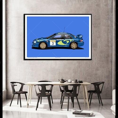 Cartoon Blue Car Poster, Classic Retro Car Poster Wall Art Canvas Painting Modular Pictures For Living Room Home Decoration
