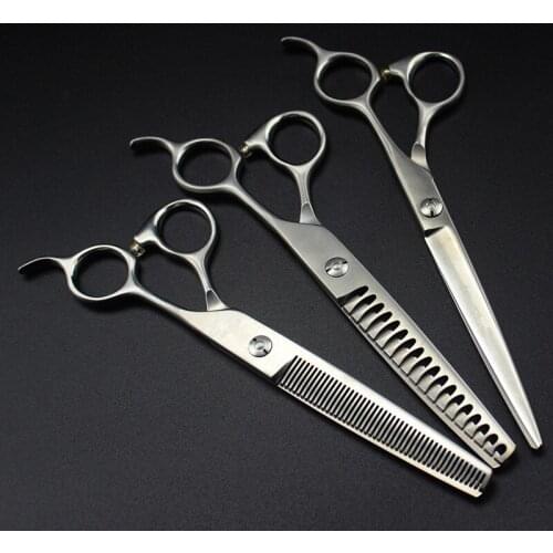 Professional Japan 440c 7 inch Matte Pet dog grooming cut hair scissors Cutting Barber dog Thinning shears Hairdressing Scissors