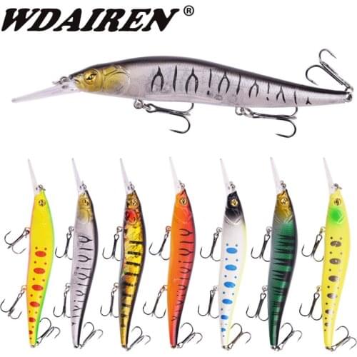 WDAIREN Floating Minnow Fishing Lure 135mm 16g Artificial Hard Bait Diving Wobblers Lures Crankbait Pike Bass Treble Hook Tackle