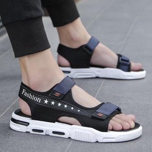 ZEEKSON Summer New Student Velcro Male Sandals Korean Fashion Casual Slippers Tide Shoes Travel Walking Non-slip Sandals