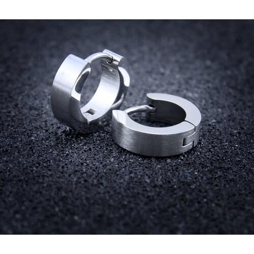 ZS 3 Colors Punk Rock Hoop Earrings for Men Women Stainless Steel Black Round Earringss Male Small Circle Ear Piercing Jewellery