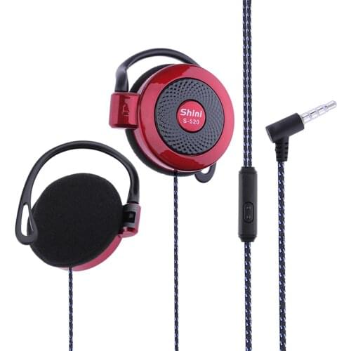 SHINI S520 3.5mm Wired Headset Ear Hook Headsets Stereo Game Sports Headphone with Mic for Phone Wired Earphone